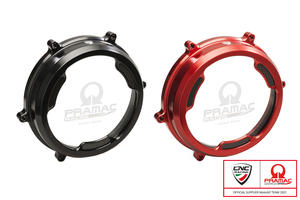 Clear oil bath clutch cover with carbon fiber inlay for Ducati Panigale Pramac Racing Lim. Ed. CNC Racing