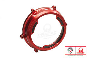 Clear oil bath clutch cover with carbon fiber inlay for Ducati Panigale Pramac Racing Lim. Ed. <p>Rosso</p>