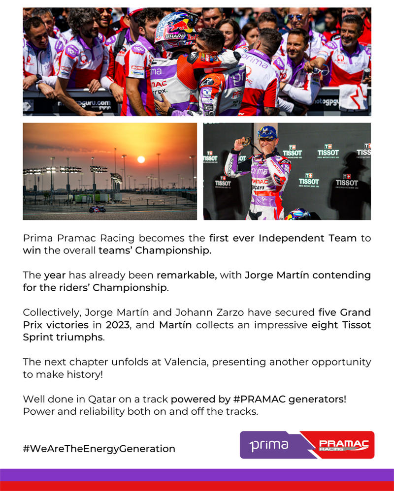 PRIMA PRAMAC RACING keeps making history with Team's title 2023