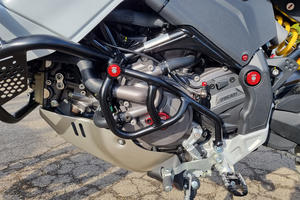 Water pump additional guard in steel tubes Ducati DesertX CNC Racing