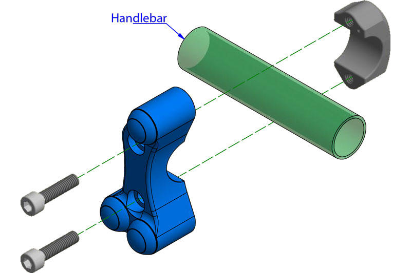 Rearward clamp for handlebar right switches