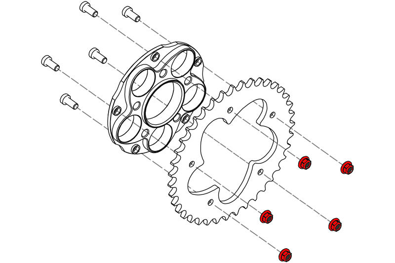 Nuts ring gear Ducati M8x1.25