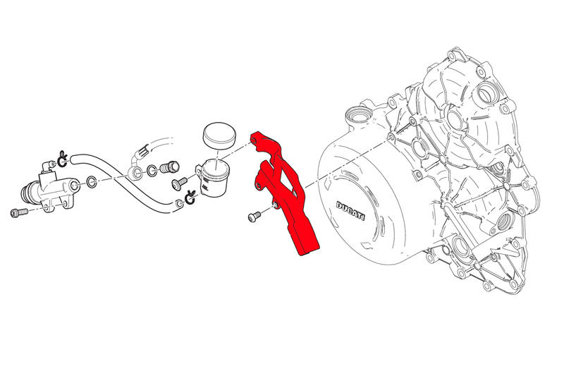 Brake lines cover with fluid tank bracket Ducati