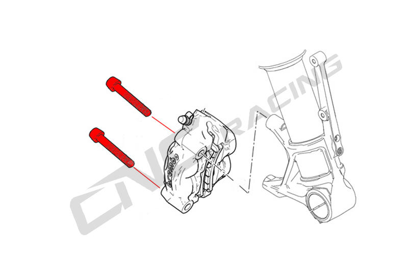 Screws Front brake caliper set M10x1.25x60 (2 pcs) - Titanium