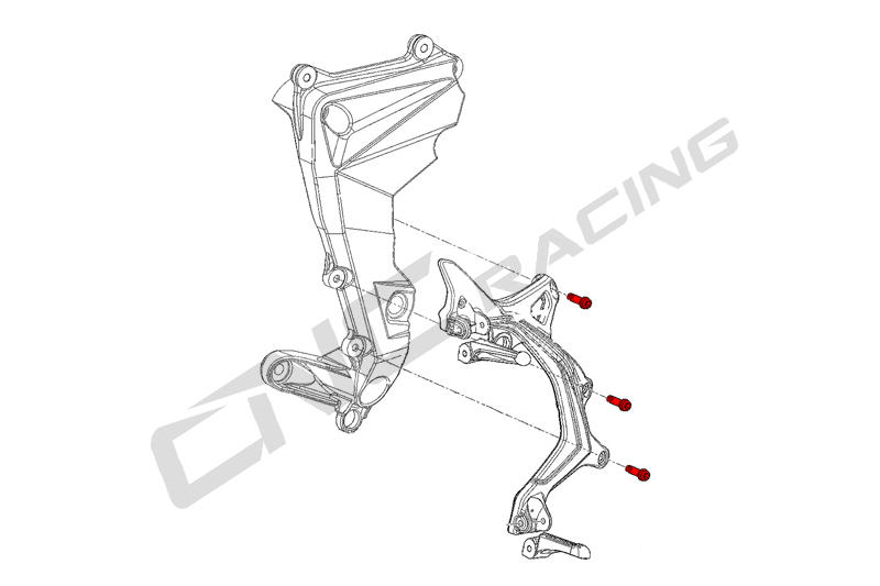 Rearsets screws kit M8x25 (6 pcs) MV Agusta Brutale - Titanium