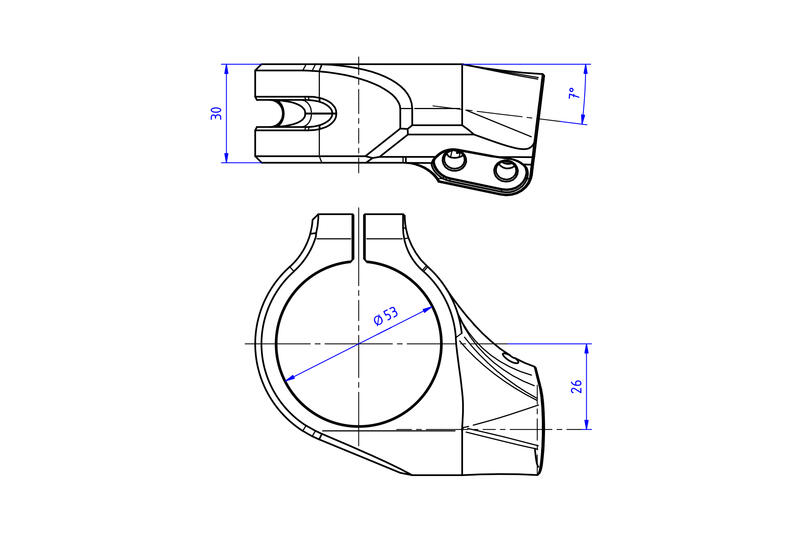 Clip-on kit &Oslash; 53 mm - offset 26 mm with steering damper bracket for Ducati panigale V4 MY2025