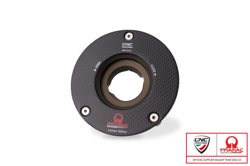 Fuel tank cap with flange carbon fiber, Pramac Racing Limited Edition version