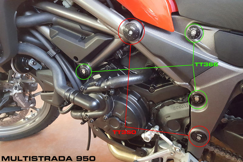 Tappi telaio Ducati Multistrada 950 - fori piccoli