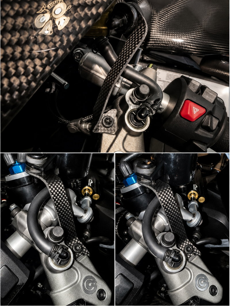 Bracket kit for clutch and brake fluid tank Ducati Panigale V4 - Carbon