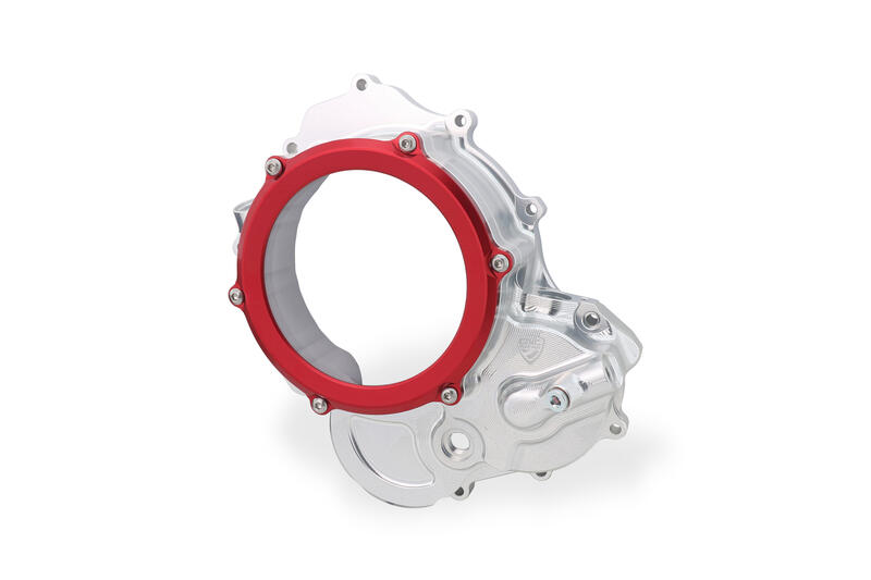 Clear cover oil bath clutch Ducati BICOLOR Argento/Rosso