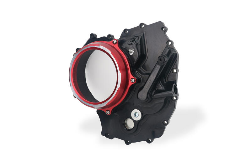 Clear clutch cover Ducati Multistrada V2 - Panigale V2 - Streetfighter V2  MY2025 Black/Red