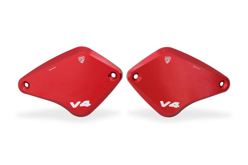 Front brake and clutch fluid reservoir caps Ducati Diavel V4 - Touch bicolor Red