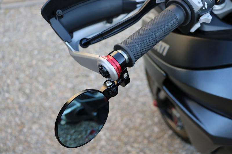 Adapter for Rocket bar-end mirror on Ducati Multistrada Red