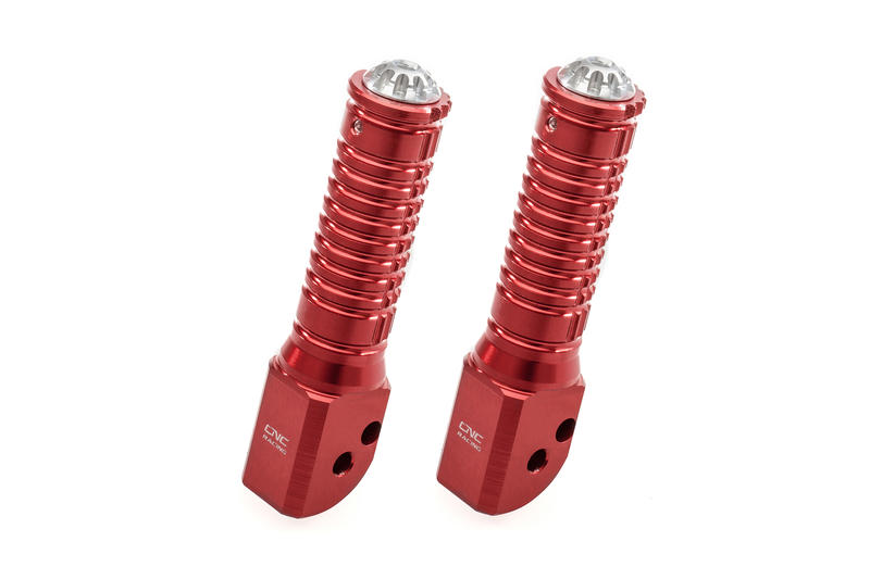 Folding passenger footpegs OEM rearsets Ducati Red