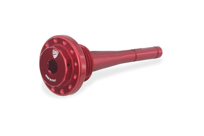 Oil filler cap Exagon M18x1,5 with level dipstick Red